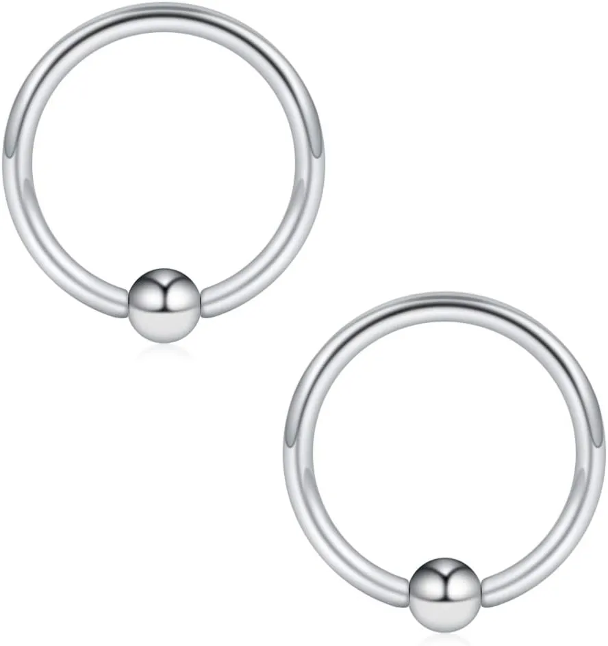 Ruifan 8PRS(16PCS) 14G Surgical Steel Horseshoe & Captive Bead Nose Hoop Septum Earring Eyebrow Tongue Lip Nipple Helix Tragus Piercing Rings 6-12mm