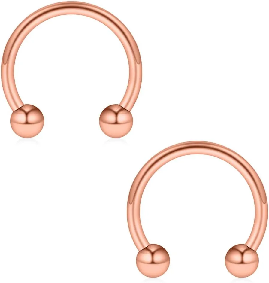 Ruifan 8PRS(16PCS) 14G Surgical Steel Horseshoe & Captive Bead Nose Hoop Septum Earring Eyebrow Tongue Lip Nipple Helix Tragus Piercing Rings 6-12mm