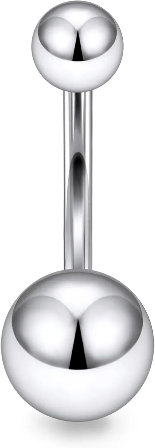 Ruifan ASTM F136 Titanium Belly Button Rings 16G 14G Ball Belly Navel Rings 6mm 8mm 10mm 12mm 14mm Bar Body Piercing Jewelry Navel Ring For Women