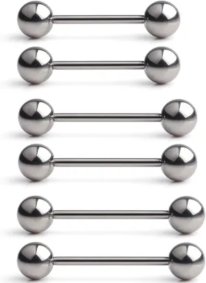 Ruifan Grade 23 Titanium Externally Threaded Nipple Piercing Jewelry Barbell Ring Tongue Rings Nipple Straight Body Piercing Jewelry for Women Men 14G 16G 12mm 14mm 16mm 19mm
