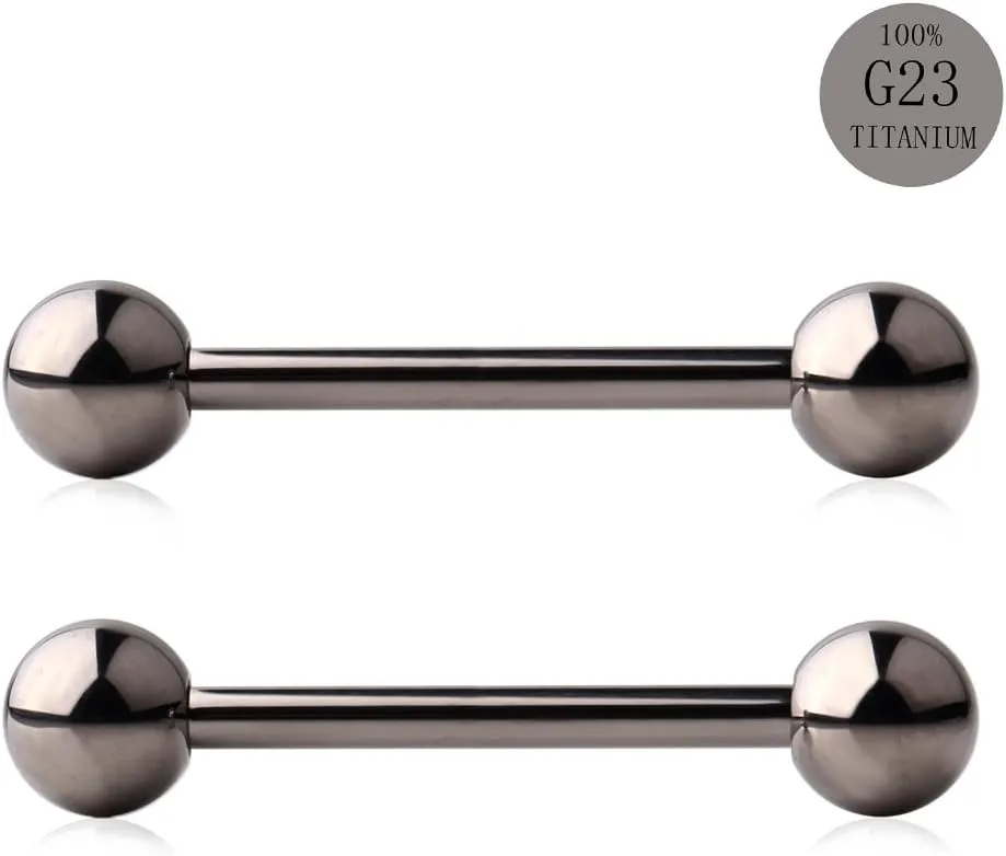 Ruifan Grade 23 Titanium Externally Threaded Nipple Piercing Jewelry Barbell Ring Tongue Rings Nipple Straight Body Piercing Jewelry for Women Men 14G 16G 12mm 14mm 16mm 19mm