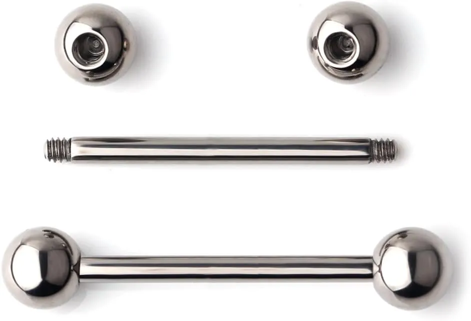 Ruifan Grade 23 Titanium Externally Threaded Nipple Piercing Jewelry Barbell Ring Tongue Rings Nipple Straight Body Piercing Jewelry for Women Men 14G 16G 12mm 14mm 16mm 19mm