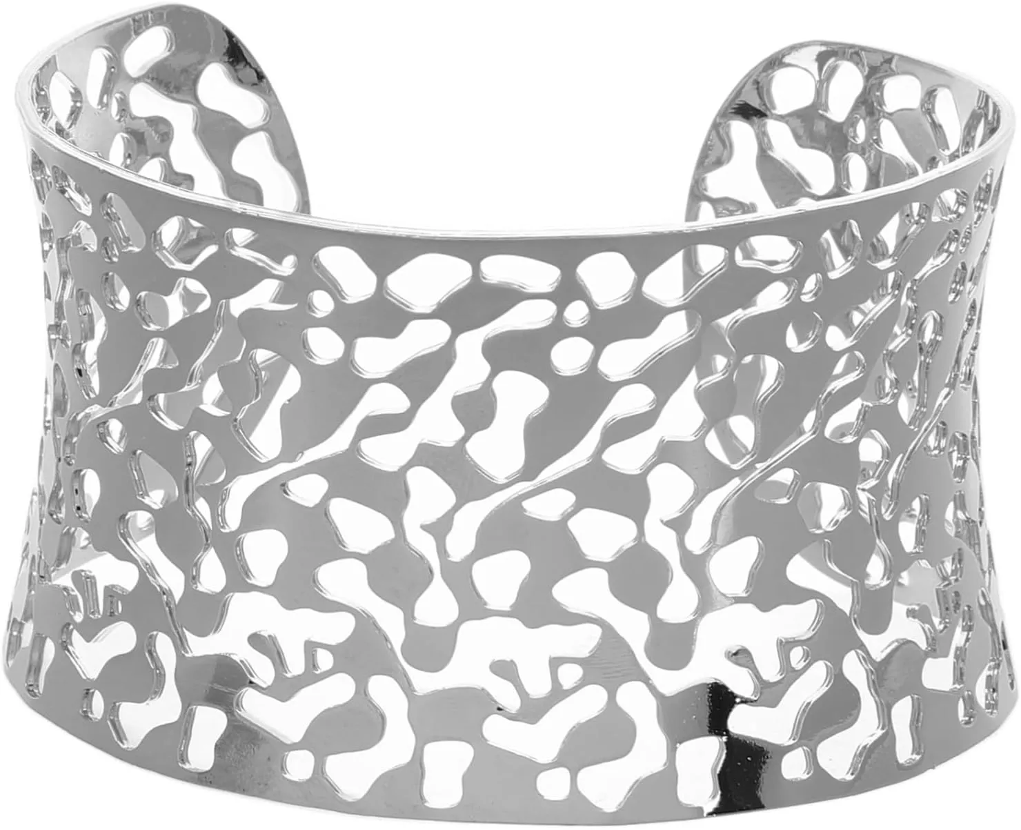 SAFIGLE Hollow Cuff Bracelet for Women Wide Silver Bangle Handmade Jewelry Elegant Wrist Accessory Fashion Essential