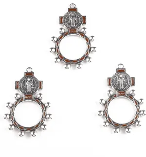 Saint Benedict Rosary Ring Prayer Accessories Catholic Gift (Brown)