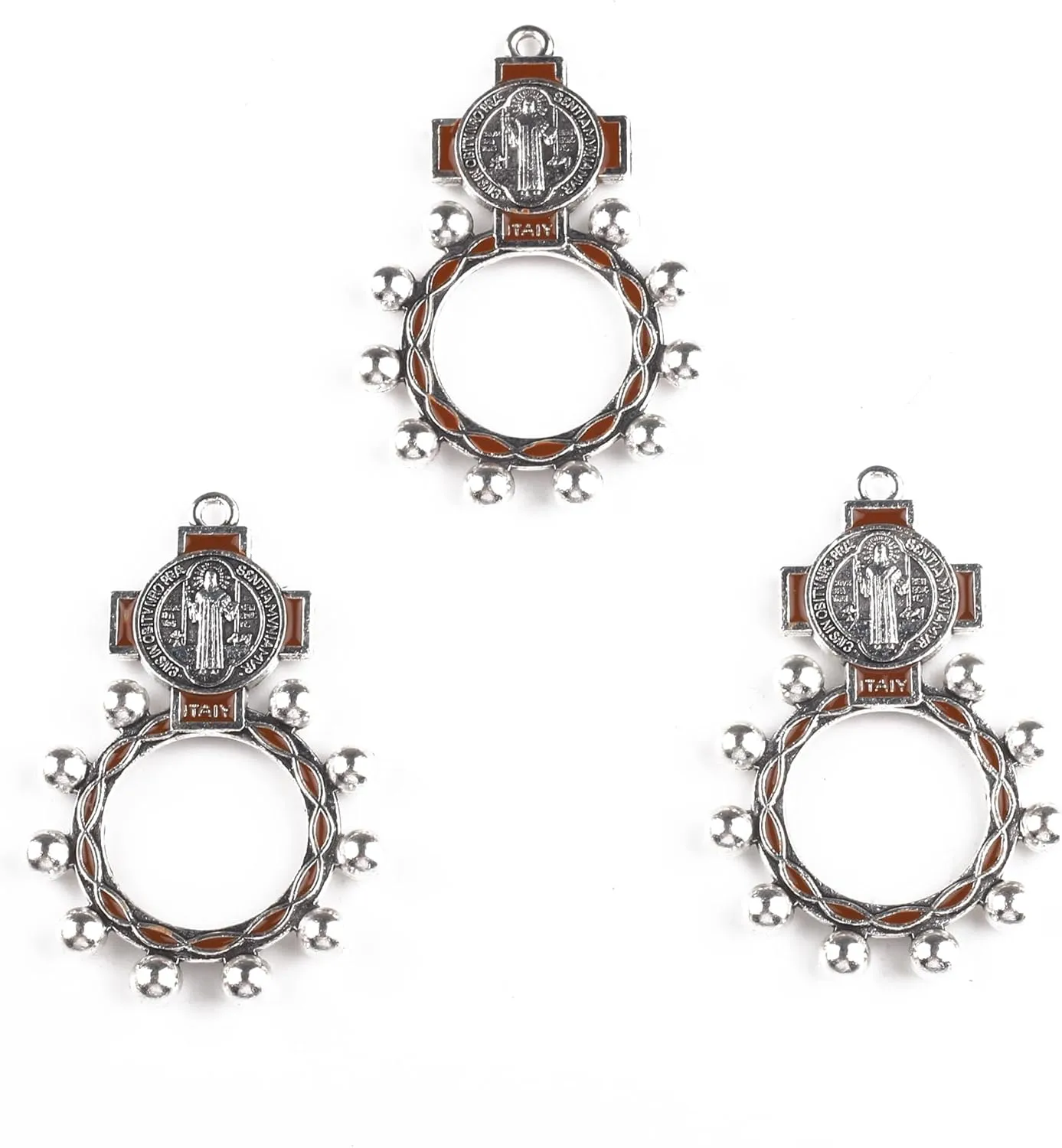 Saint Benedict Rosary Ring Prayer Accessories Catholic Gift (Brown)