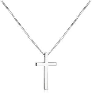 SanThree 2.2mm Pure Titanium Twist Link Chain Cross Necklace for Men Women Sensitive Skin, Ultra Light Welded Skin Friendly Oval Chain for New Year Valentines Day Birthday, 23.62 Inches