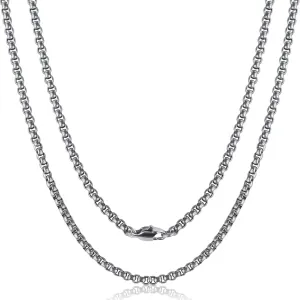SanThree Pure Titanium Necklace for Men 3mm Square Rolo Chain, Durable Skin Friendly Solid Titanium Round Link Box Chain for Women Gift