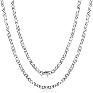 SanThree Solid Pure Titanium Cuban Link Chain 3.5mm Finely Polished Skin Friendly Shinny Curb Chain Necklace for Women Men Sensitive Skin Valentines Birthday Gifts