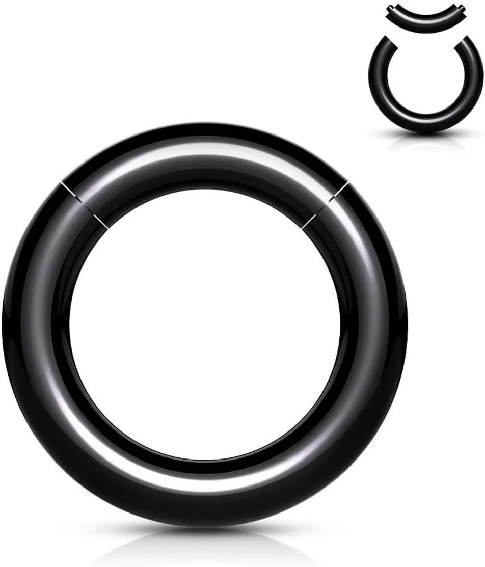 Satix 2PCS 00G 0G 2G 4G 6G 8G Large Gauge Black Acrylic Hinged Segment Rings Captive Bead CBR Nose Hoop Septum Piercing Jewelry 12mm 16mm 19mm