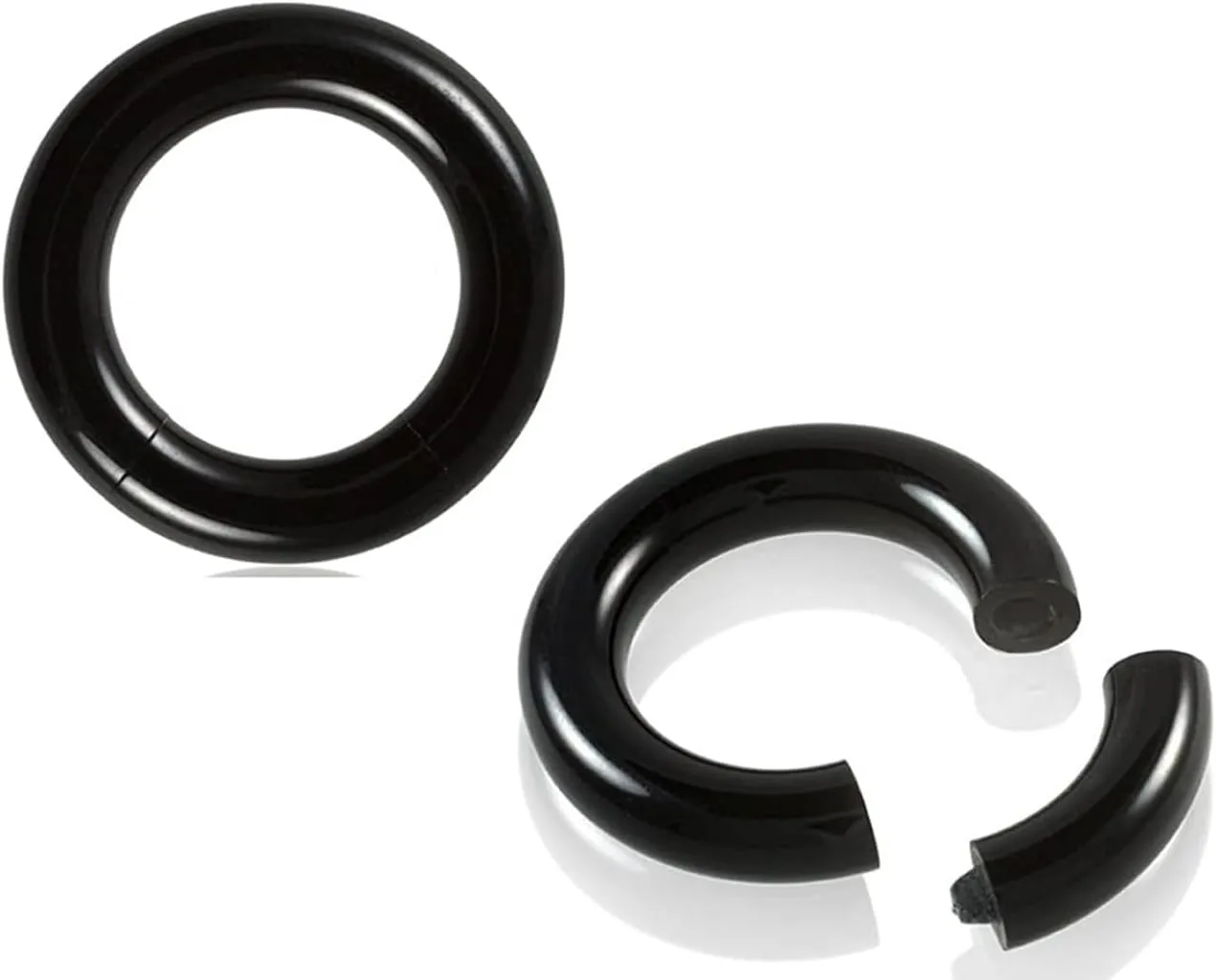 Satix 2PCS 00G 0G 2G 4G 6G 8G Large Gauge Black Acrylic Hinged Segment Rings Captive Bead CBR Nose Hoop Septum Piercing Jewelry 12mm 16mm 19mm