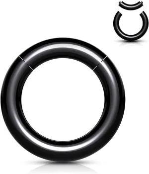 Satix 2PCS 00G 0G 2G 4G 6G 8G Large Gauge Black Acrylic Hinged Segment Rings Captive Bead CBR Nose Hoop Septum Piercing Jewelry 12mm 16mm 19mm