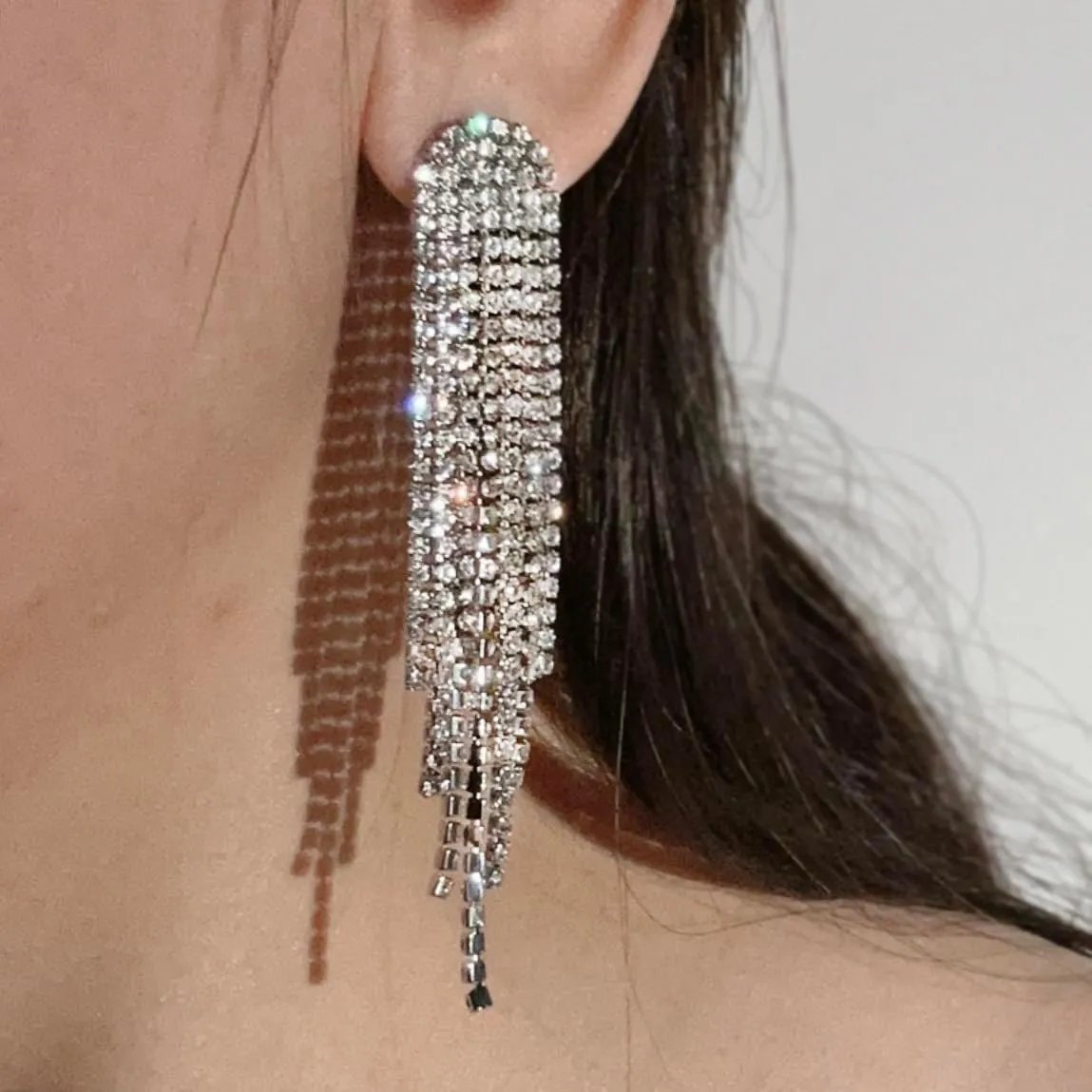 SELOVO Rhinestone Crystal Tassel Long Sparkle Dangle Earrings 2.8"/3.3" Wedding Party Dangling Earrings