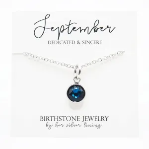 September Birthstone Necklace, Sapphire Birthstone Stainless Steel Birth Month Necklace, Blue Sapphire Personalized Birthday Jewelry for Her, Unique and Imaginative Teen Girl