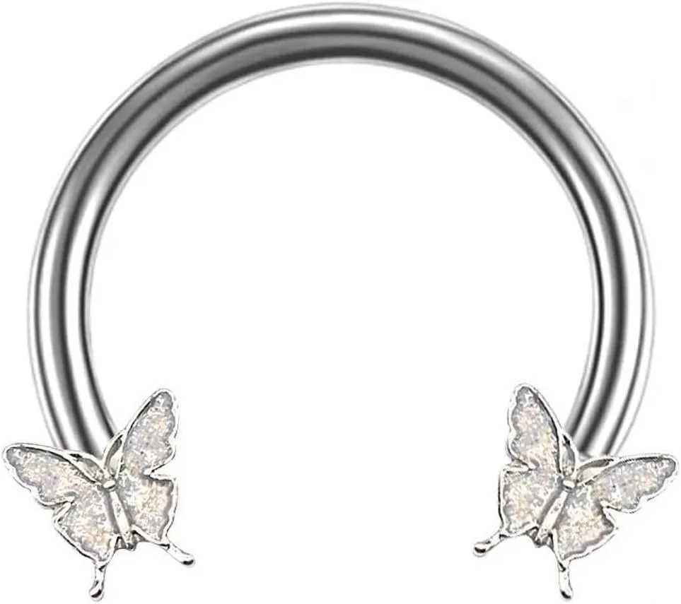 Septum Ring Horseshoe Nose Hoop Earring for Women Men Cartilage Earring Hoop Butterfly Captive Bead Rings Tragus Daith Rook Helix Piercing Body Jewelry
