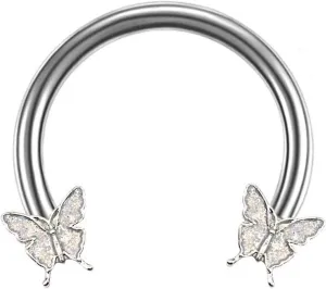 Septum Ring Horseshoe Nose Hoop Earring for Women Men Cartilage Earring Hoop Butterfly Captive Bead Rings Tragus Daith Rook Helix Piercing Body Jewelry