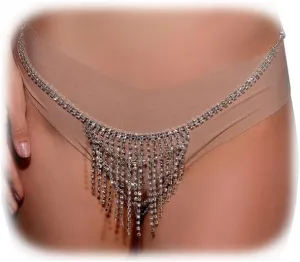 Sexy Rhinstone Underwear Thong Panties Crystal Body Chain Jewelry Bikini Crystal Belly Waist Body Chain For Women
