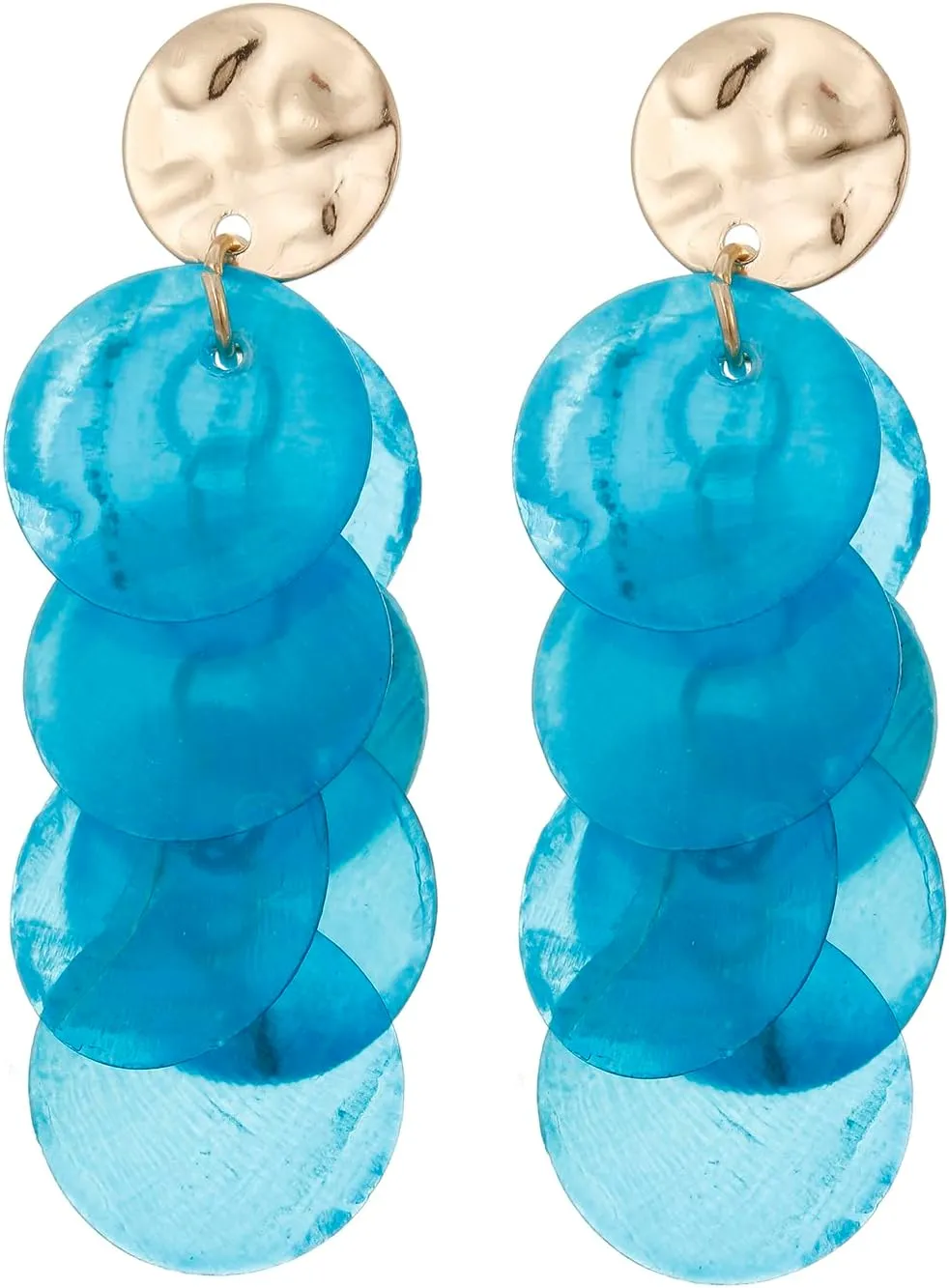 Shell Earrings for Women, Cluster of Round Shell Drop Dangle Earrings Summer Beach Jewelry