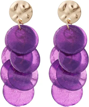 Shell Earrings for Women, Cluster of Round Shell Drop Dangle Earrings Summer Beach Jewelry