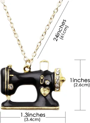 SHIDOW Sewing Machine Necklace - Zinc Alloy Necklace, Unique Necklace, Lightweight and Beautiful, Symbolizes Elegance and Charm, Suitable for Women and Girls (Gold)