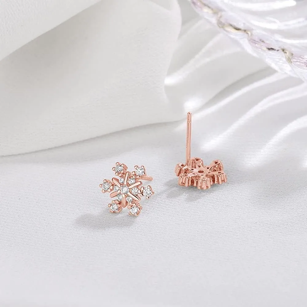Silver Snowflake Stud Earrings - 925 Sterling Silver, Gift for Christmas, Comes with Jewellery Box