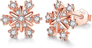 Silver Snowflake Stud Earrings - 925 Sterling Silver, Gift for Christmas, Comes with Jewellery Box