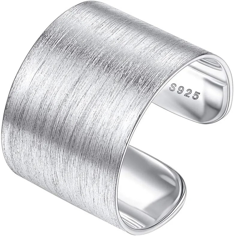 Silvora Open Band Ring Simple Stackable Finger Rings Adjustable Open Stacking Plain Band Rings Knuckle Rings For Women 5MM/10MM/15MM
