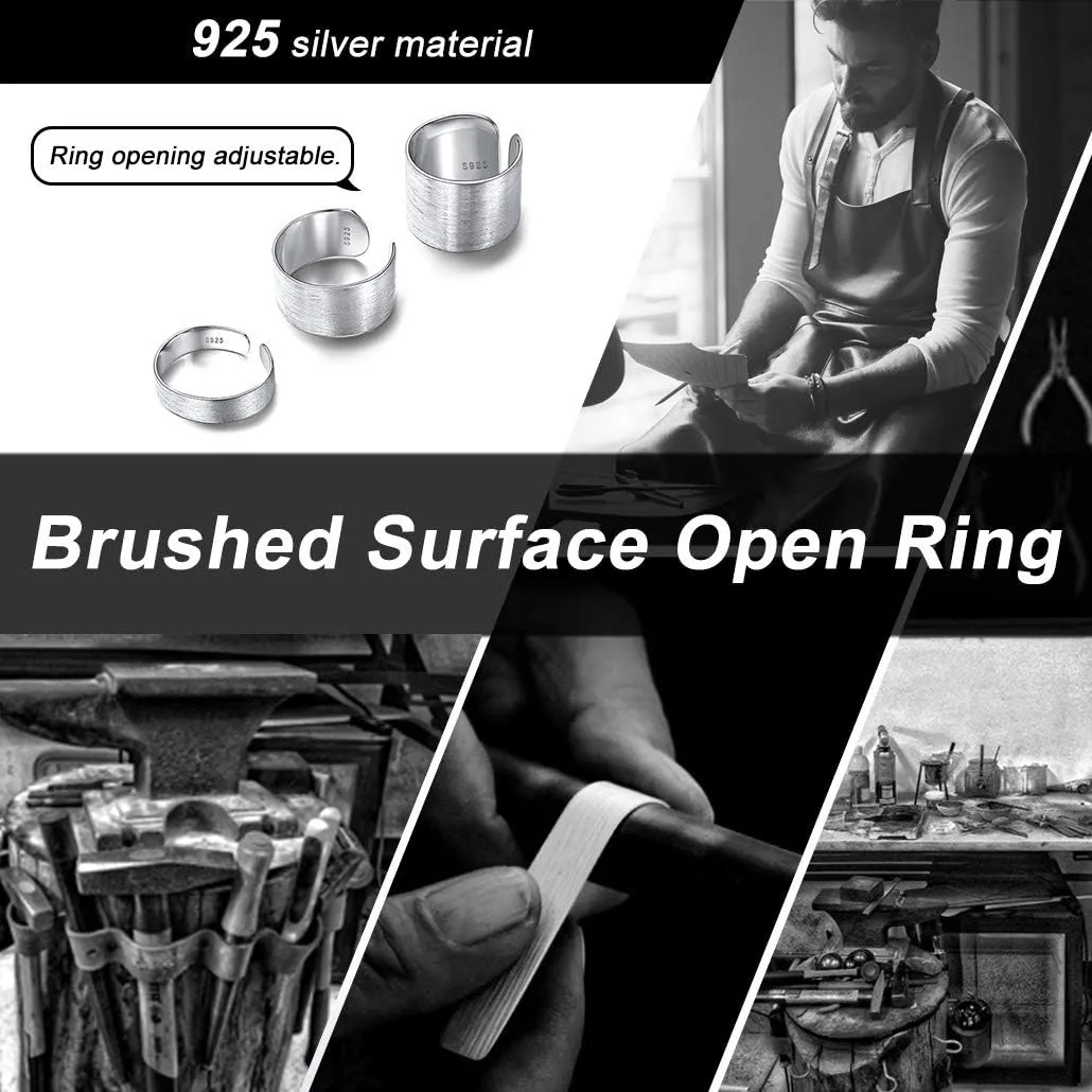 Silvora Open Band Ring Simple Stackable Finger Rings Adjustable Open Stacking Plain Band Rings Knuckle Rings For Women 5MM/10MM/15MM