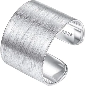 Silvora Open Band Ring Simple Stackable Finger Rings Adjustable Open Stacking Plain Band Rings Knuckle Rings For Women 5MM/10MM/15MM