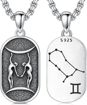 SIMONLY Zodiac Necklace 925 Sterling Silver Constellation Necklace Zodiac Sign Necklaces Horoscope Jewelry Christmas Birthday Astrology Gifts for Women Men Unisex