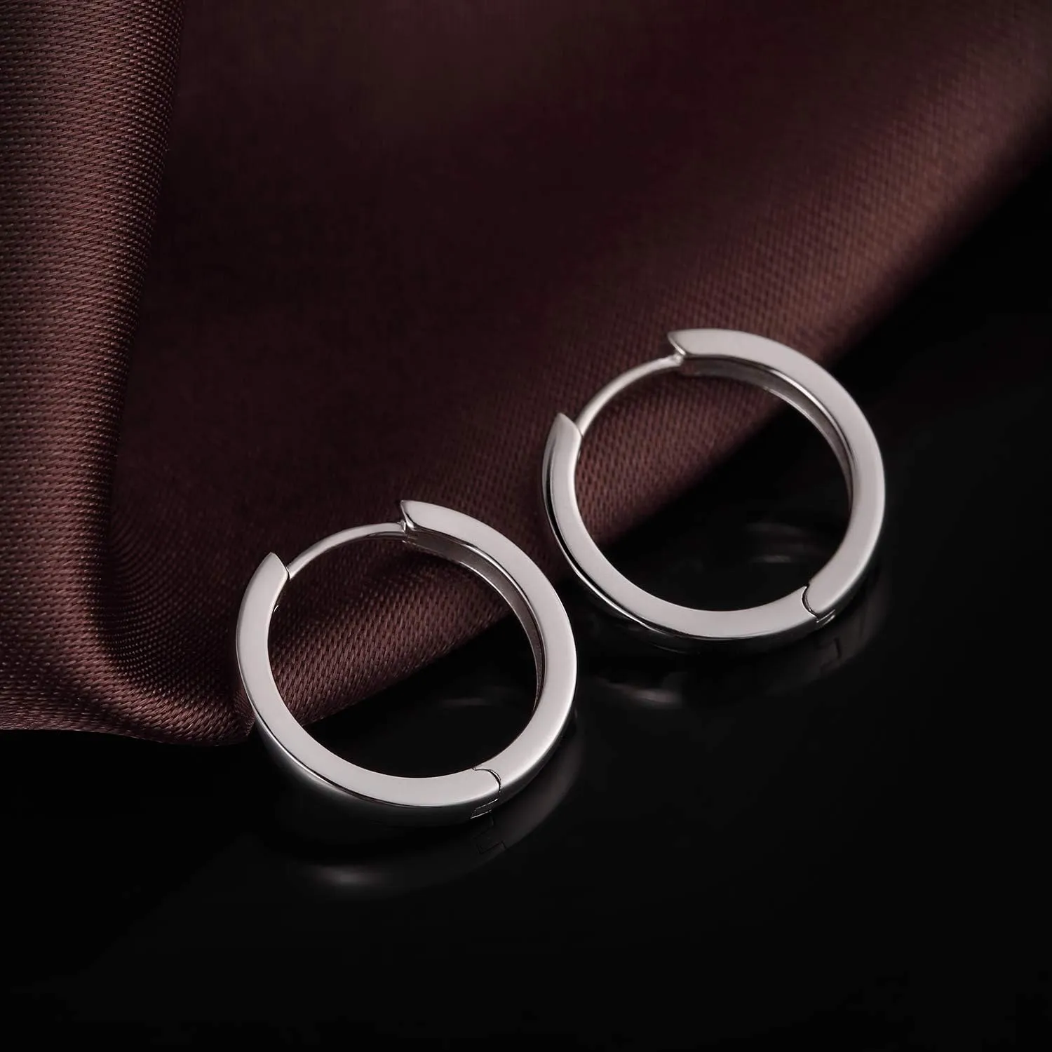 Simple Hoop Earrings for Women, Hypoallergenic Hoops Jewelry Huggies Sleeper Earrings 925 Sterling Silver Ear Post 18MM 20MM 25MM