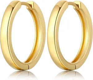Simple Hoop Earrings for Women, Hypoallergenic Hoops Jewelry Huggies Sleeper Earrings 925 Sterling Silver Ear Post 18MM 20MM 25MM