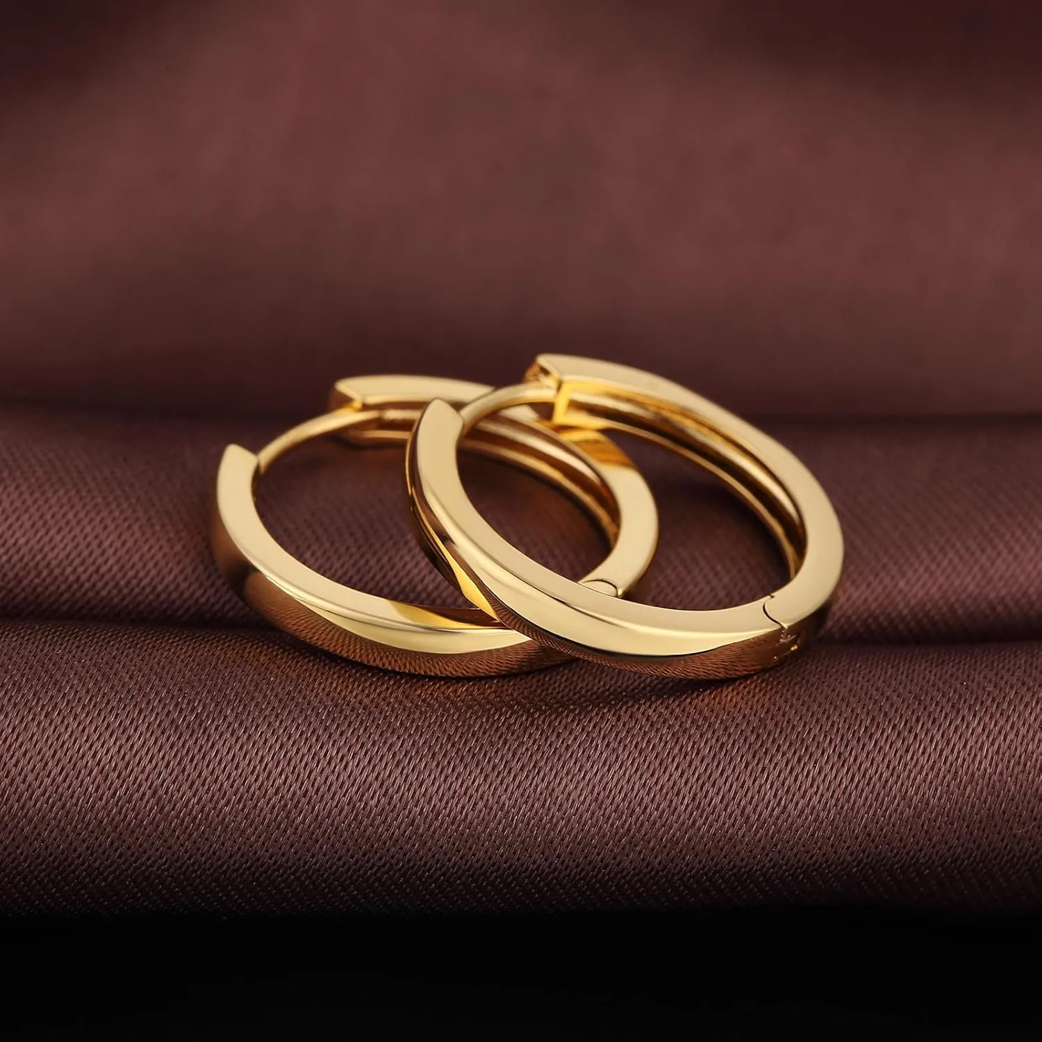 Simple Hoop Earrings for Women, Hypoallergenic Hoops Jewelry Huggies Sleeper Earrings 925 Sterling Silver Ear Post 18MM 20MM 25MM