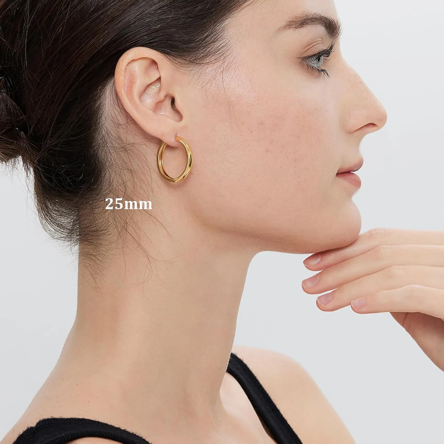 Simple Hoop Earrings for Women, Hypoallergenic Hoops Jewelry Huggies Sleeper Earrings 925 Sterling Silver Ear Post 18MM 20MM 25MM