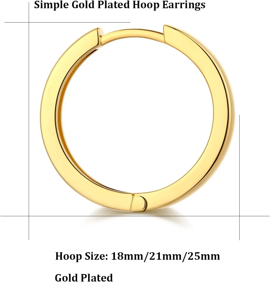 Simple Hoop Earrings for Women, Hypoallergenic Hoops Jewelry Huggies Sleeper Earrings 925 Sterling Silver Ear Post 18MM 20MM 25MM