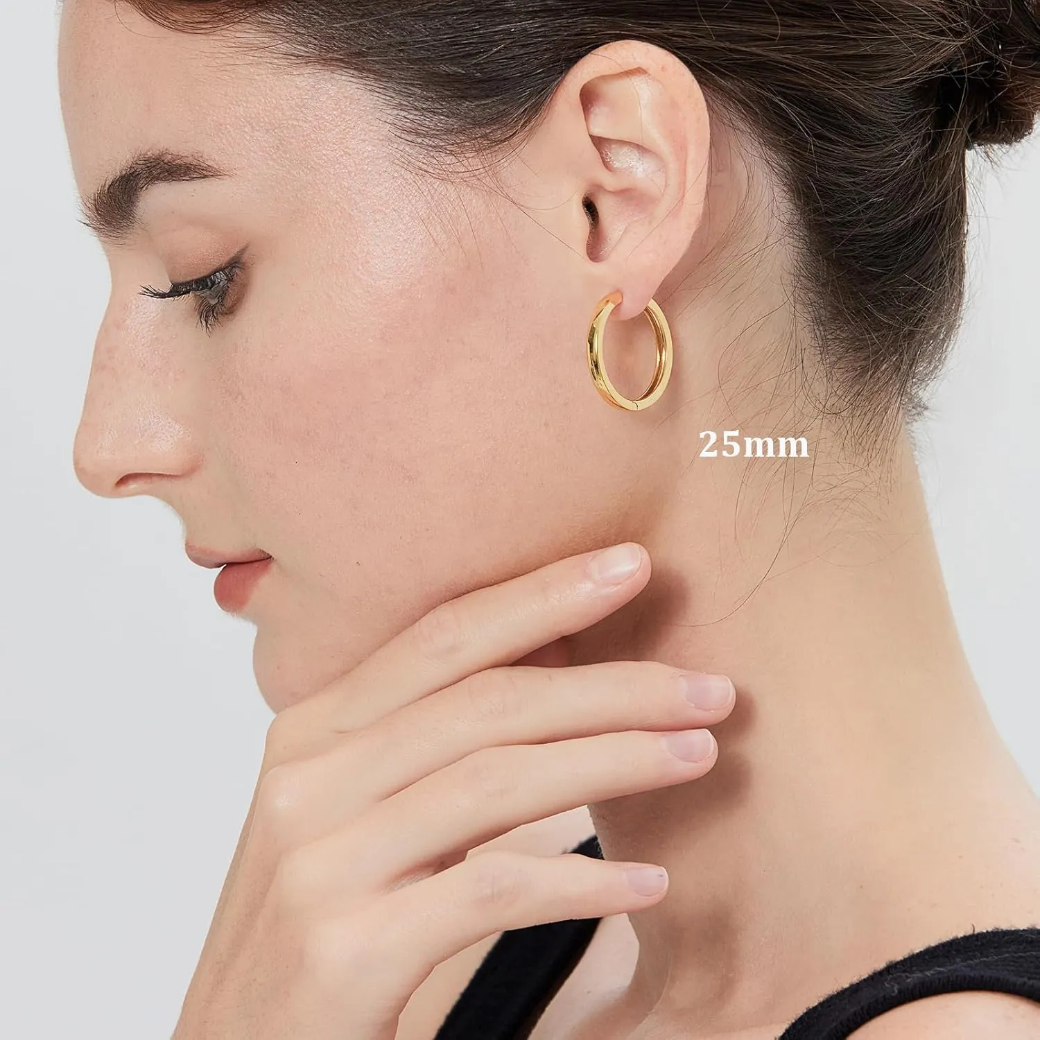 Simple Hoop Earrings for Women, Hypoallergenic Hoops Jewelry Huggies Sleeper Earrings 925 Sterling Silver Ear Post 18MM 20MM 25MM