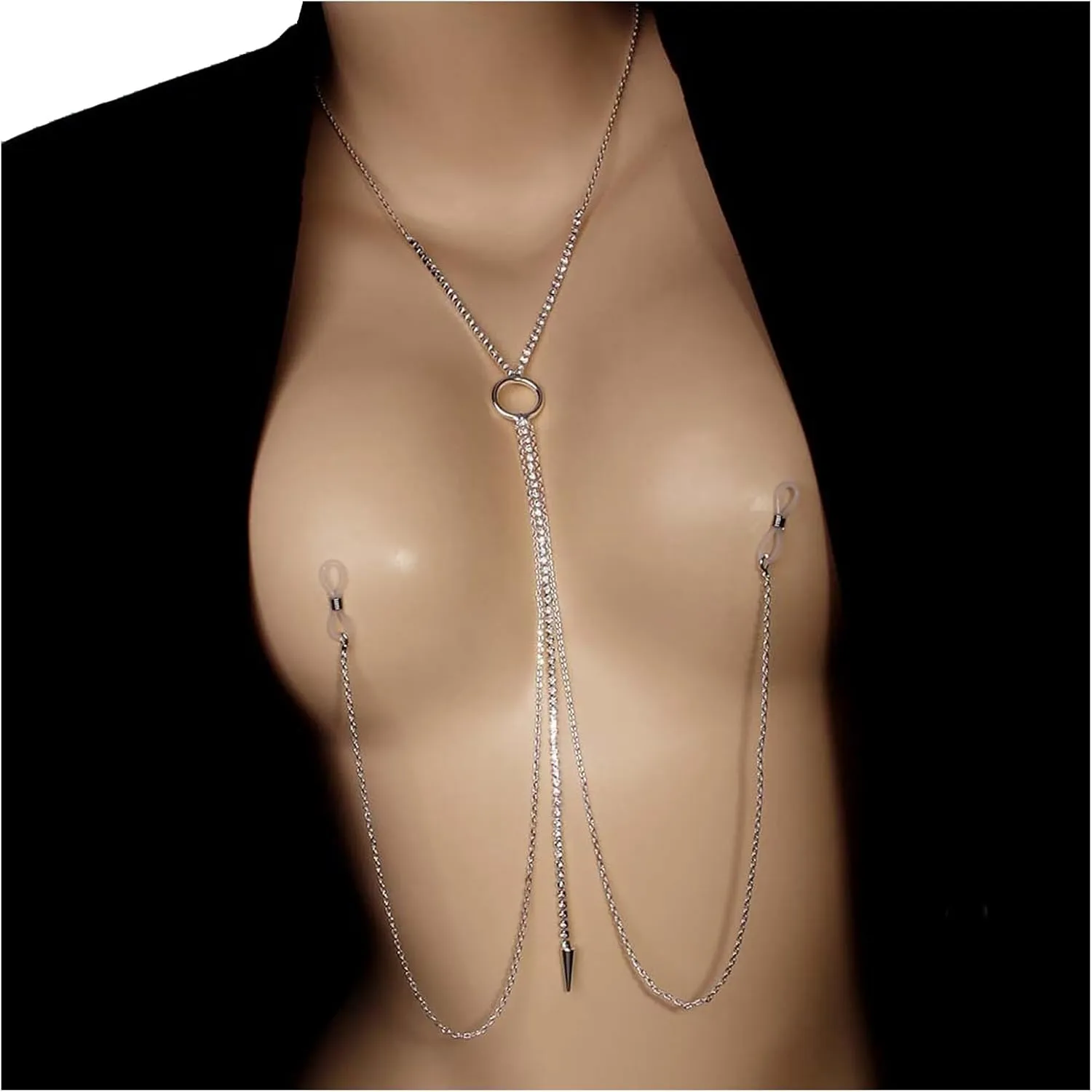 Simple Rhinestone Non Piercing Nipple Chain Jewelry Crystal Nipple Chest Chain Body Jewelry Festival Rave Nipple Accessories Jewelry for Women