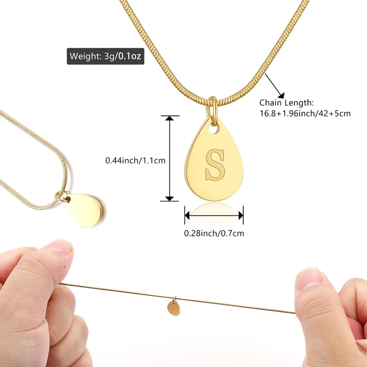 SKQIR Teardrop Initial Letter Necklaces for Women Girls,14k Gold Plated Letter A-Z Tiny waterdrop Pendant Letter Necklace for Women Dainty Minimalist Gift for girls