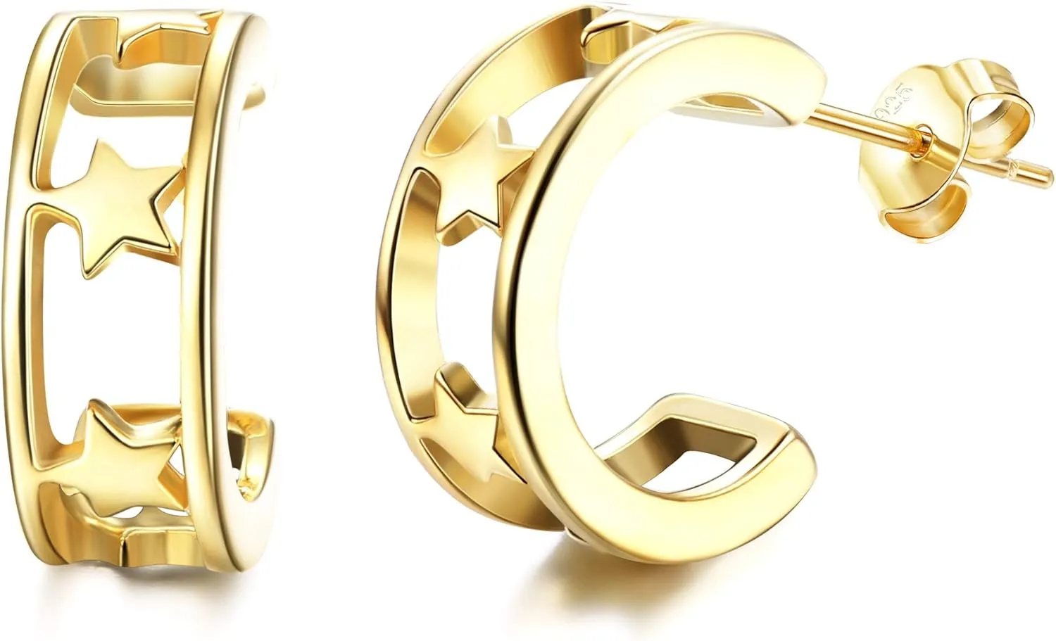 Sllaiss Star Open Hoop Earrings for Women Huggie Hoop Earrings