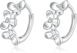 SLUYNZ Sterling Silver Flower Small Hoop Earrings for Women Teens Flower Hoop Earrings Huggie