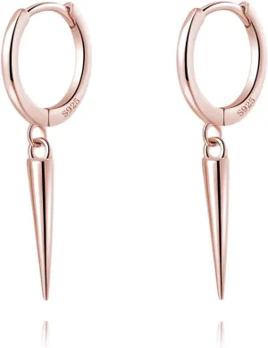 SLUYNZ Sterling Silver Spike Small Hoop Earrings for Women Teens Geometric Hoop Earrings Huggie Drop