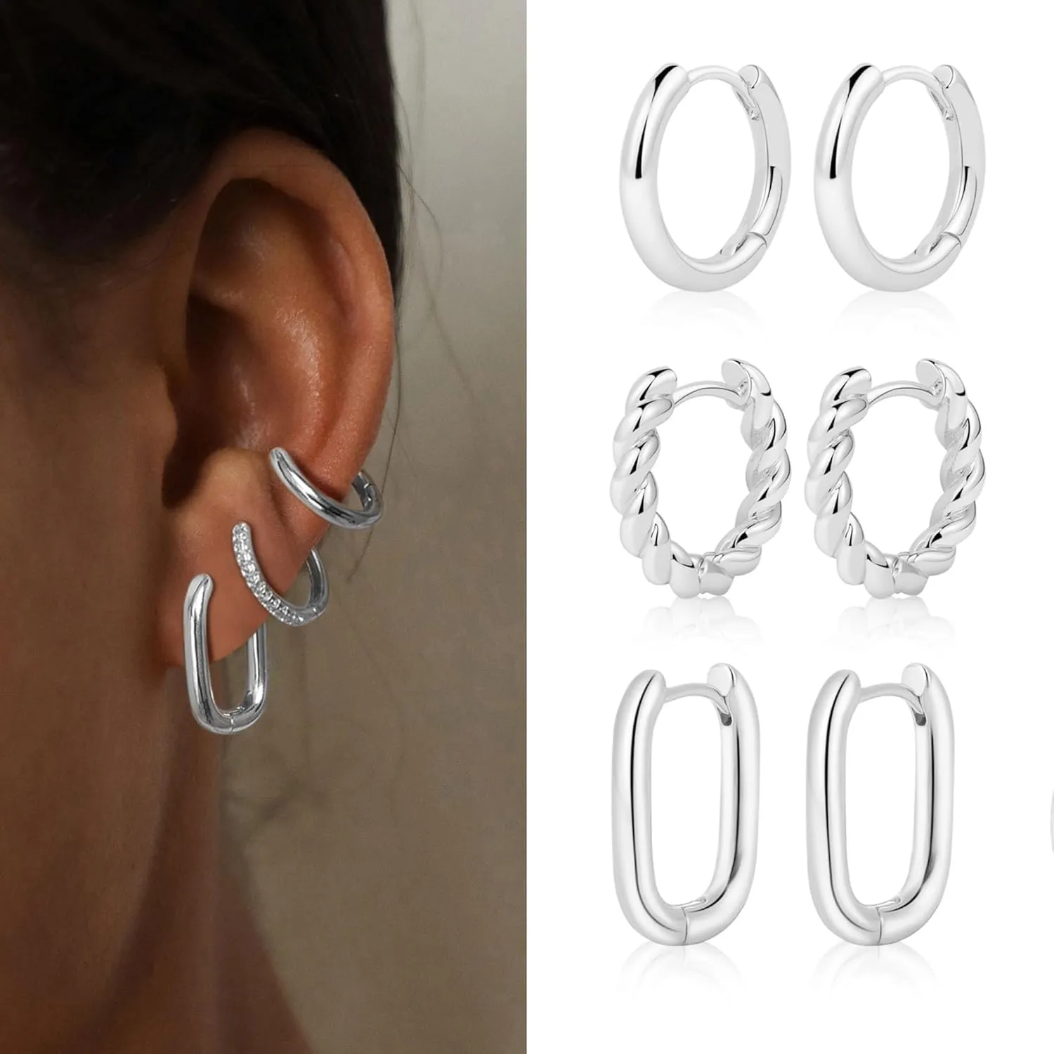 Small Hoop Earrings for Women 14K Gold Plated Huggie Hoop Earrings Lightweight Hypoallergenic Earring Set Cute Earrings Pack for Women Trendy Jewelry Gifts