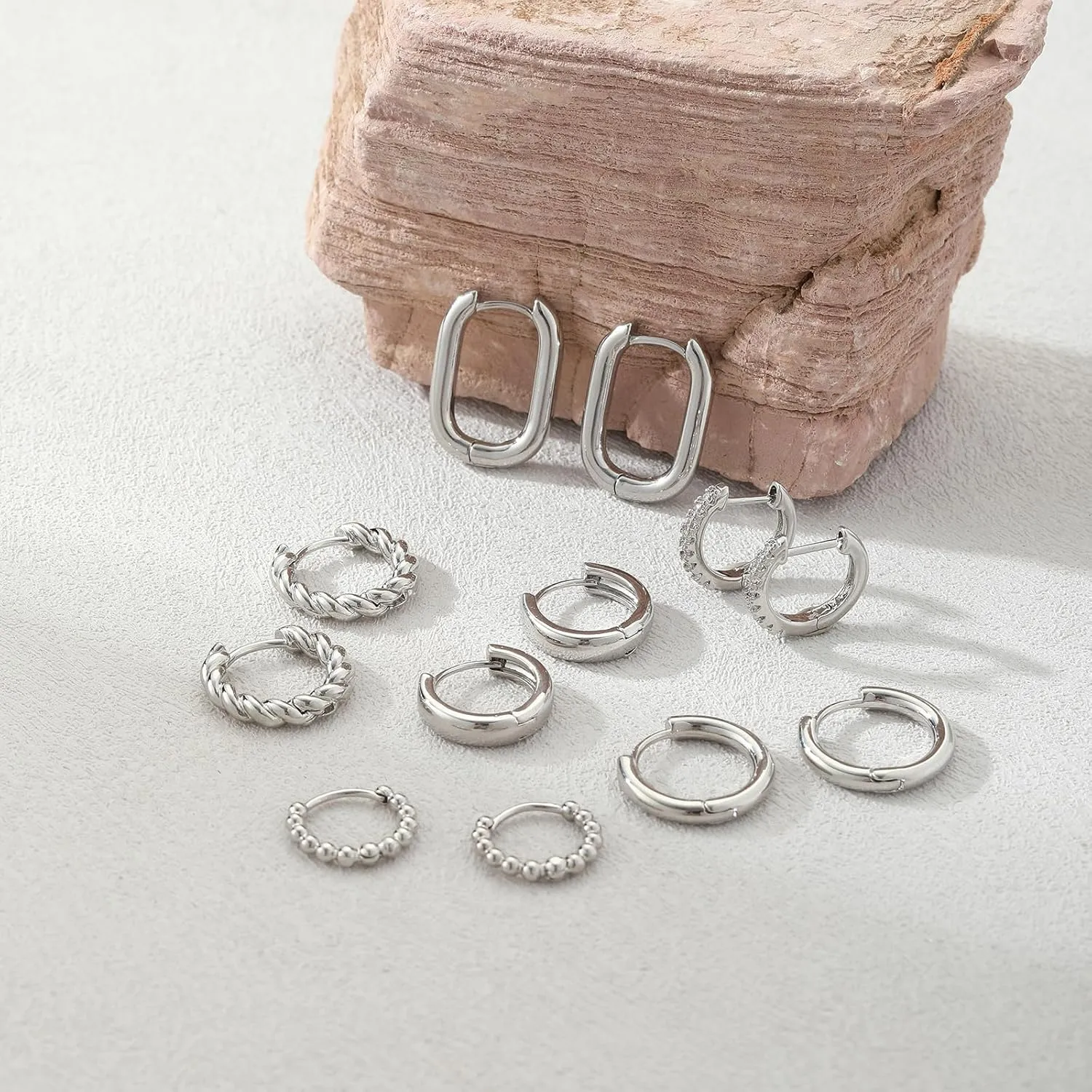 Small Hoop Earrings for Women 14K Gold Plated Huggie Hoop Earrings Lightweight Hypoallergenic Earring Set Cute Earrings Pack for Women Trendy Jewelry Gifts