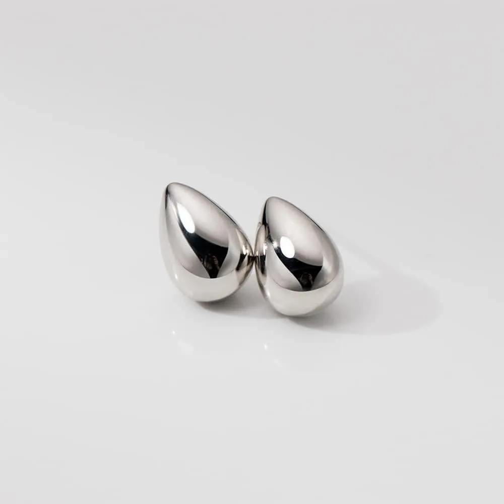 Small Teardrop Chunky Open Hoop 925 Sterling Silver Stud Earrings for Women Minimalist Dome Half Huggie Hoops Hypoallergenic Trendy Fashion Jewelry Gifts Bff Her Birthday Wife Mom