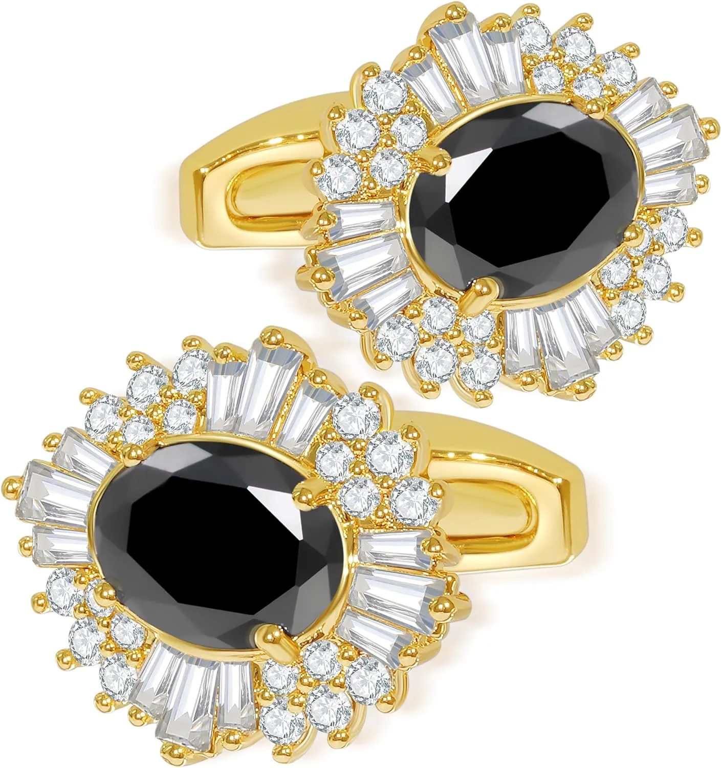 Sogee Black Crystal Cufflinks for Men Real Gold Plated Cubic Zirconia Mens Cuff Links for Wedding Party Unique Gift