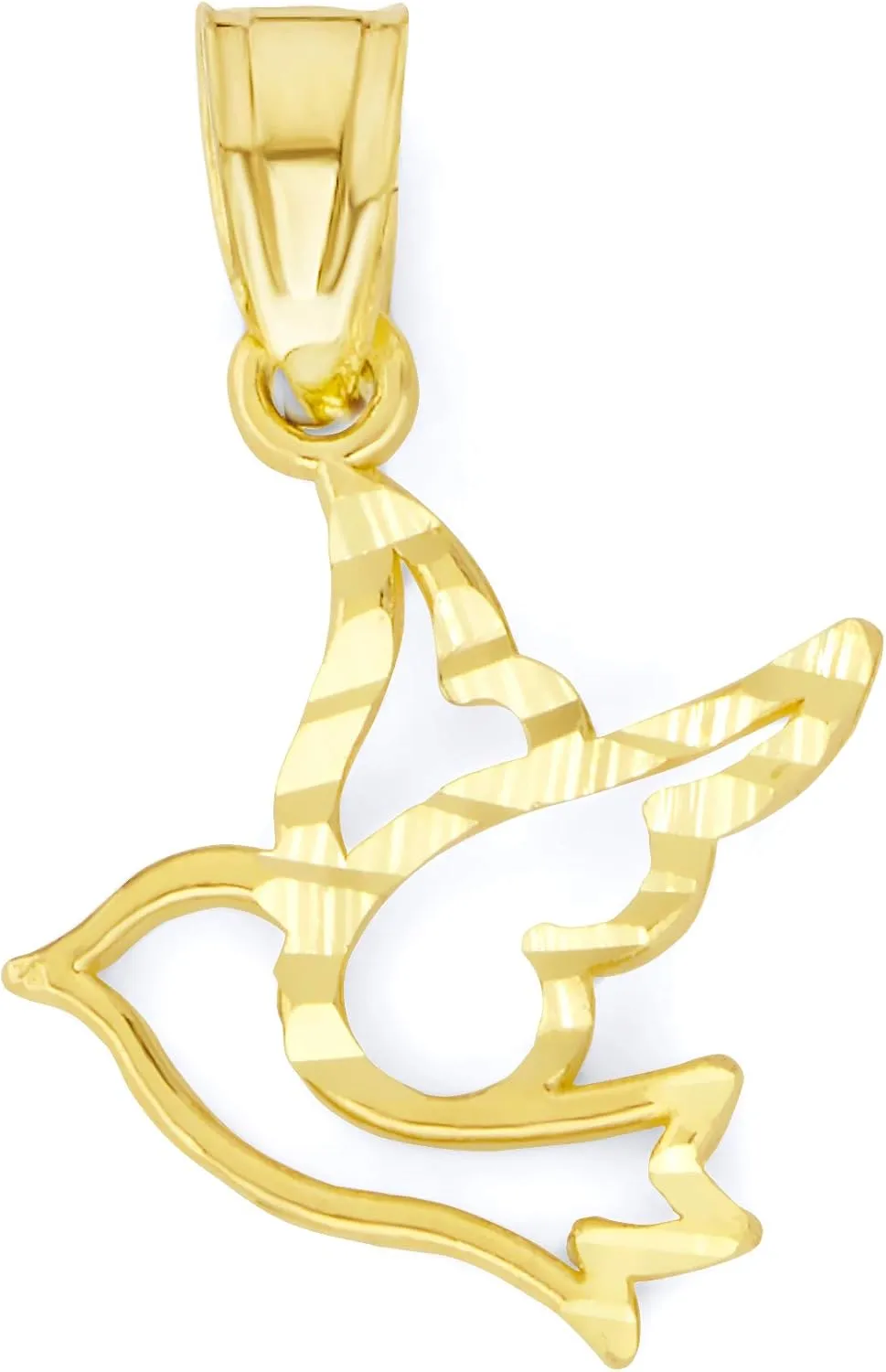 Solid 10k or 14k Gold Dove Pendant - Religious Animal Jewelry Gifts for Her