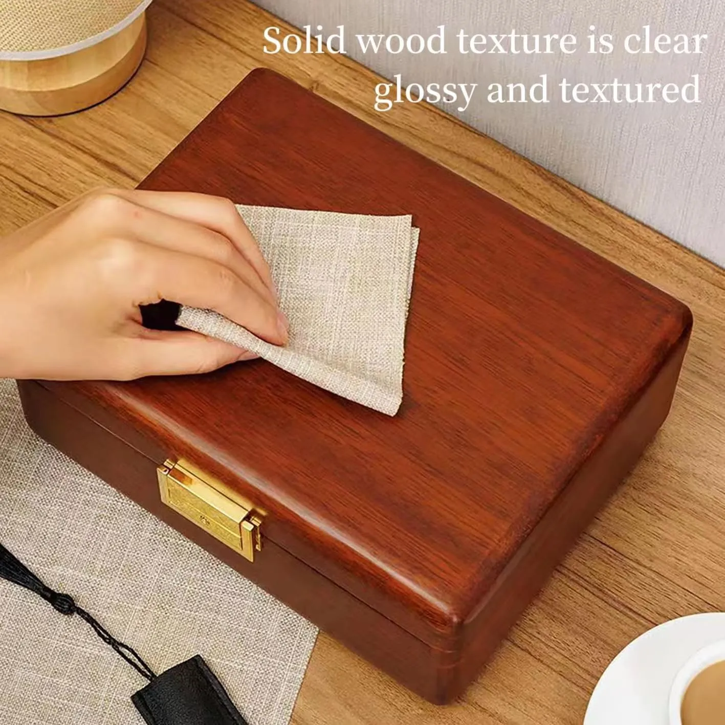 Solid Walnut Wood Jewelry Box with Lock,2 Layer Velvet Lined for Earrings Rings Necklaces Bracelets Watches,Both Style and Security, for Men Women,Vintage Brown