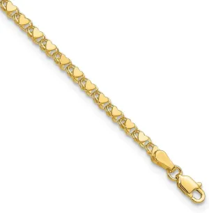 Sonia Jewels Real 14k Yellow Gold Double-Sided Heart Anklet - with Secure Lobster Lock Clasp 10"