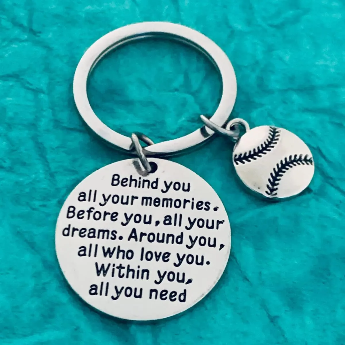 Sportybella Softball Gift, Softball Keychain, Behind You All Your Memories, Girls Softball Jewelry, Softball Player Gift,