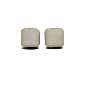 Square 10 mm Stud Earrings, Handmade, for Women Girls Men Stainless Steel Posts for Sensitive Ears, Geometric Stud (Clay Gray)
