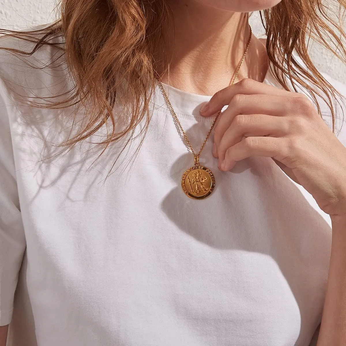 St Christopher Necklace Saint Necklace St Necklace Saint Christopher Medal for Men Sterling Silver Saint Christopher Medal Necklace Antique Religious Protector Talisman Necklace